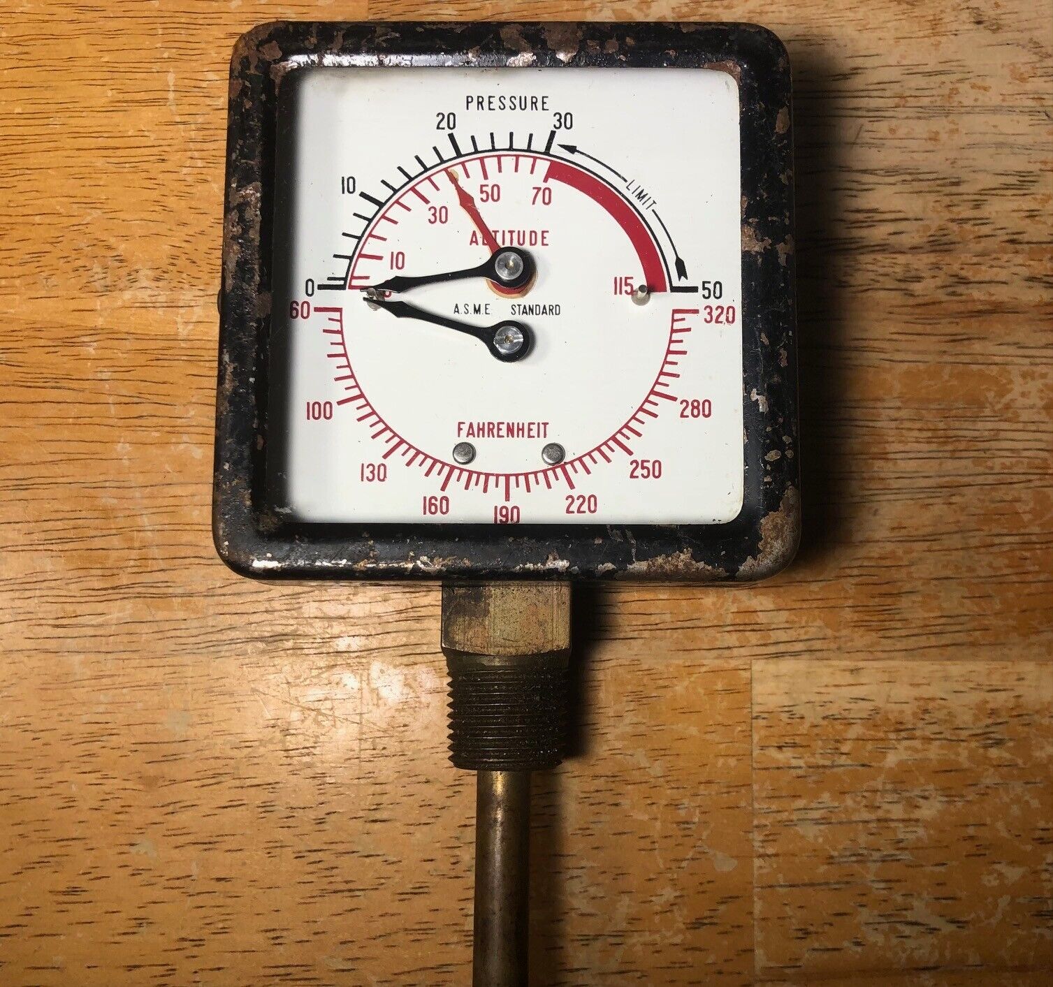 Vintage Altitude, Pressure & Temperature Gauge. Marsh Company Steampunk