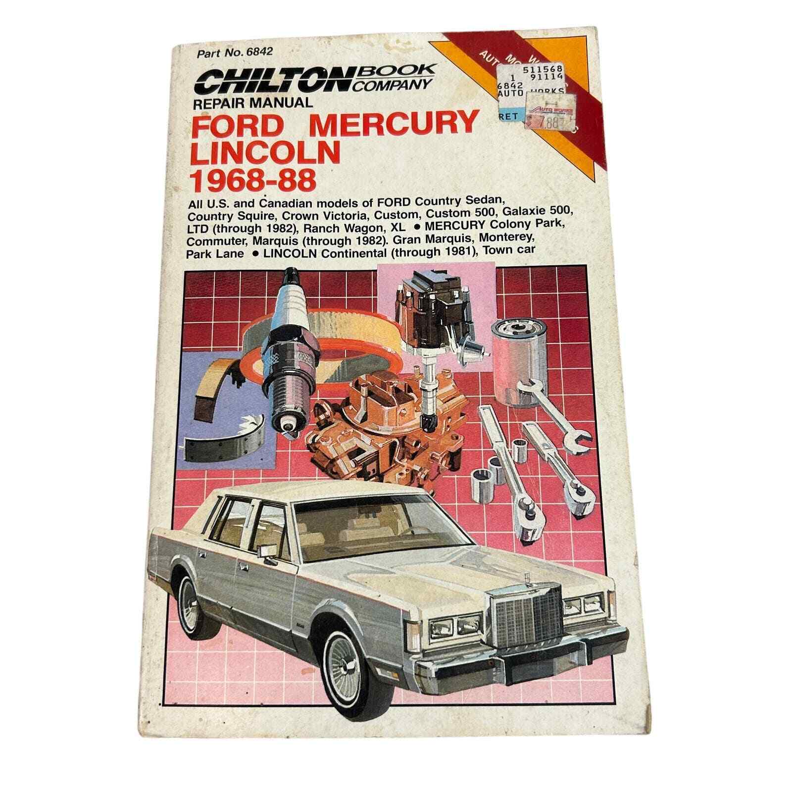 Chilton’s Repair & Tune-Up Guide: Ford Mercury Lincoln Full Size 1968-88 #6842