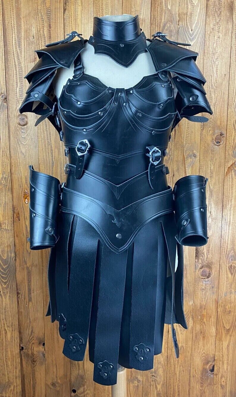 Real Leather Warrior Theatrical Armor Women Warrior Leather LARP Fantasy Armor