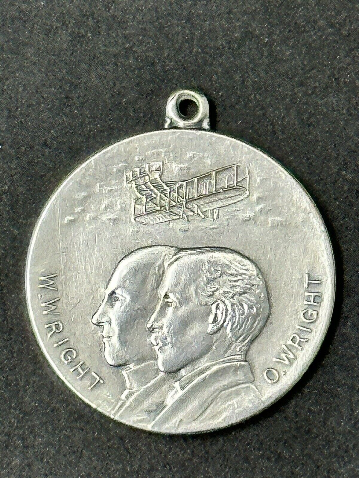 1909 Dayton OH Wright Bros Home Celebration Silver Plated Medal/Pendant