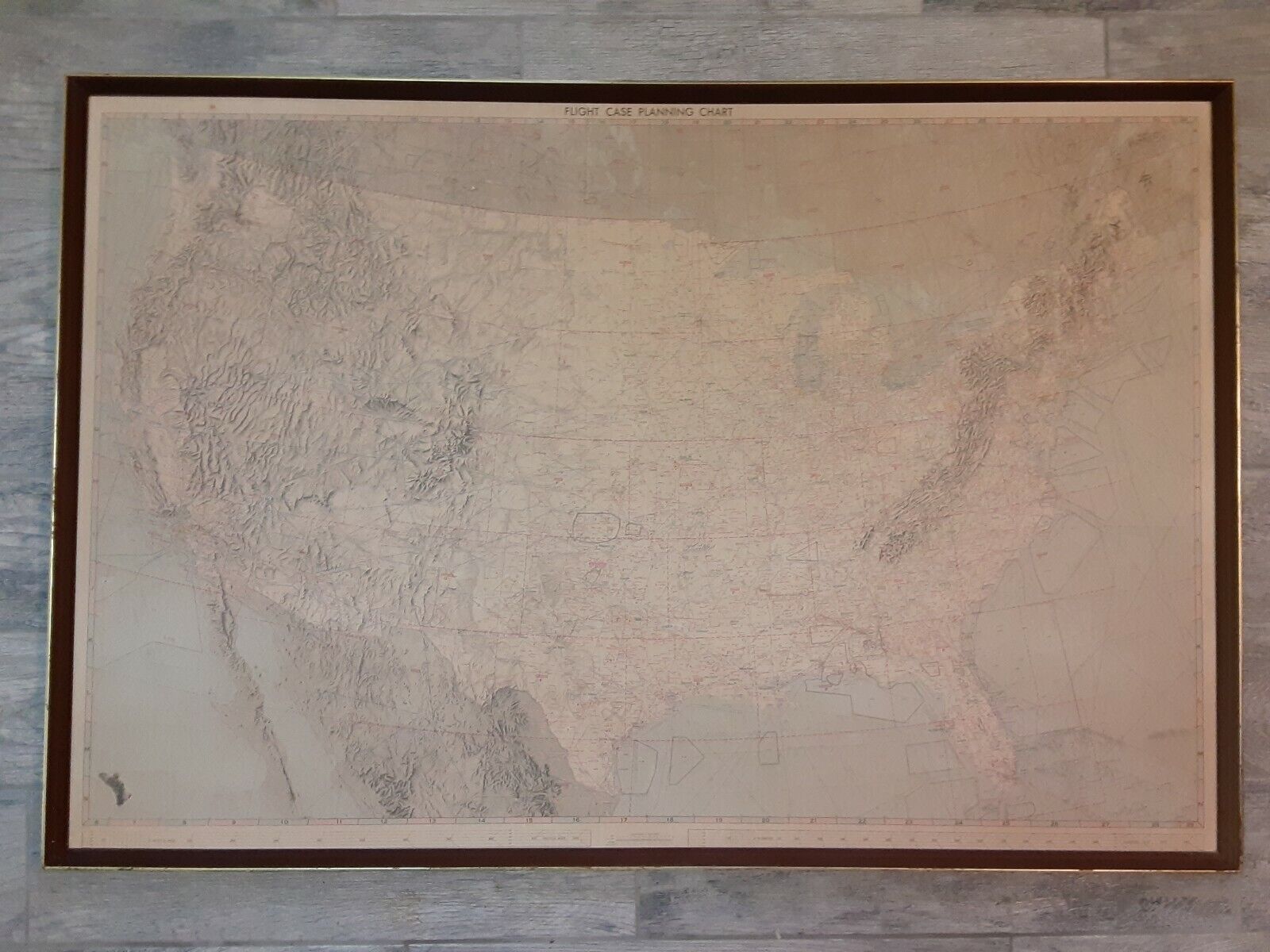 Vintage Flight Case Planning Chart USA Aviator's pilot Map 30 x 45 framed