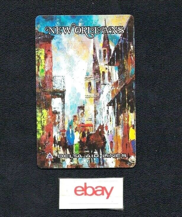DELTA AIR AIRLINES 1960\'S SINGLE PLAYING CARD NEW ORLEANS FRENCH QUARTER ART