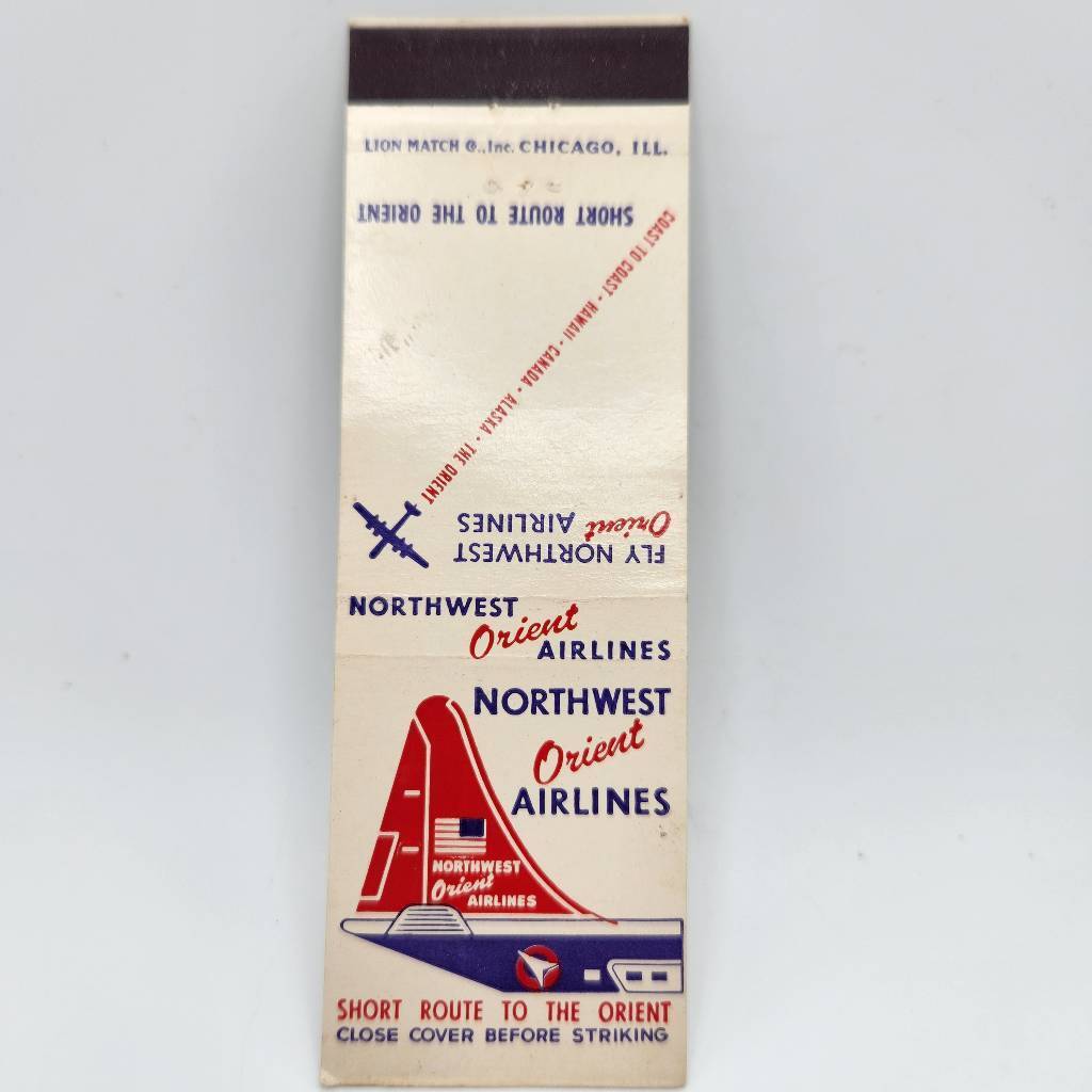 Vintage Matchcover Northwest Orient Airlines Hawaii Canada Alaska