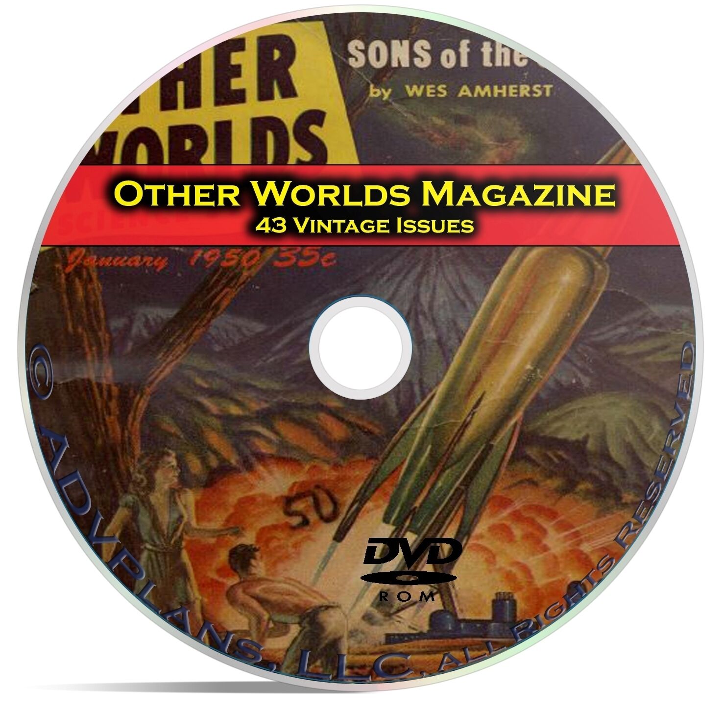 Other Worlds, 43 Classic Pulp Magazines, Golden Age Science Fiction DVD CD C53