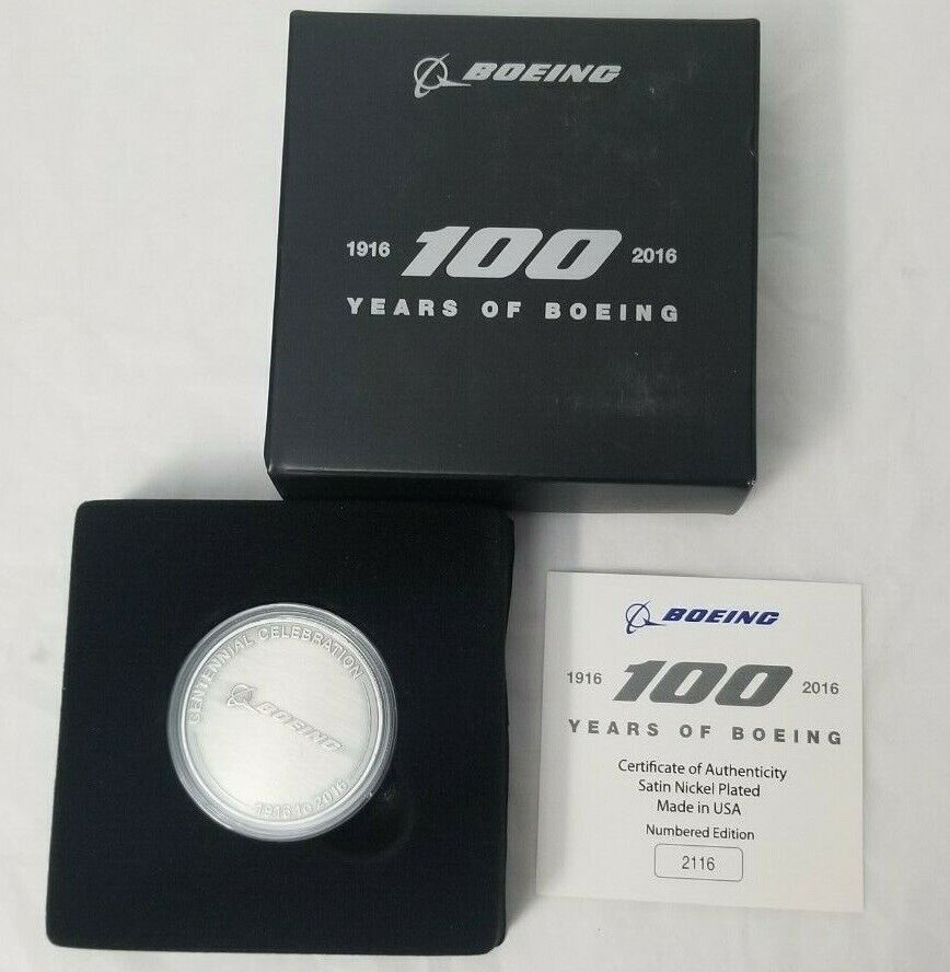 Boeing 1916*100*2016 Years of Boeing Satin Nickel Plated Coin With Certificate 