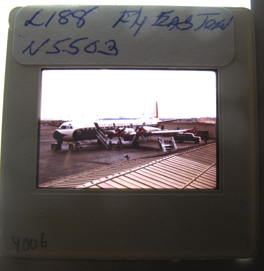 Original 35mm Slide Fly Eastern Air Lines Prop Jet Lockheed L-188 Electra N5503