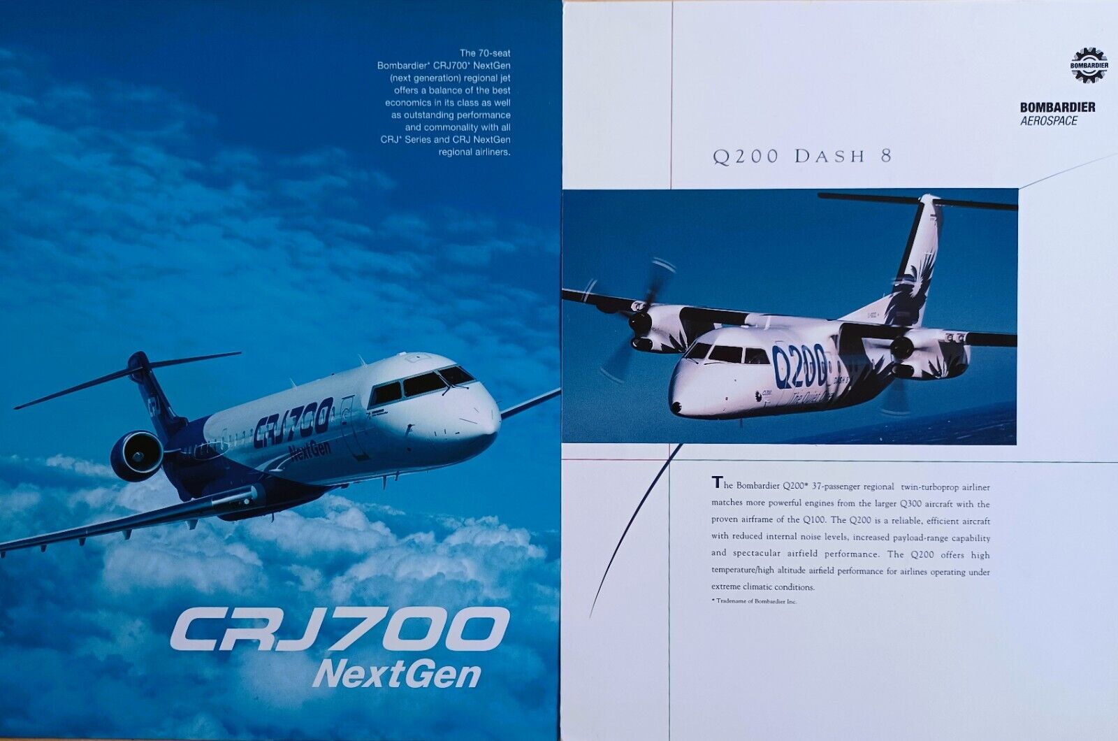 BOMBARDIER CRJ700 & Q200 DASH 8 Print Photo Data Cards, 8 1/2in x 11in