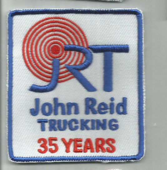 JRT John Reid trucking 35 yrs REPLICA driver patch 3-3/4 X 3-1/4 #7216