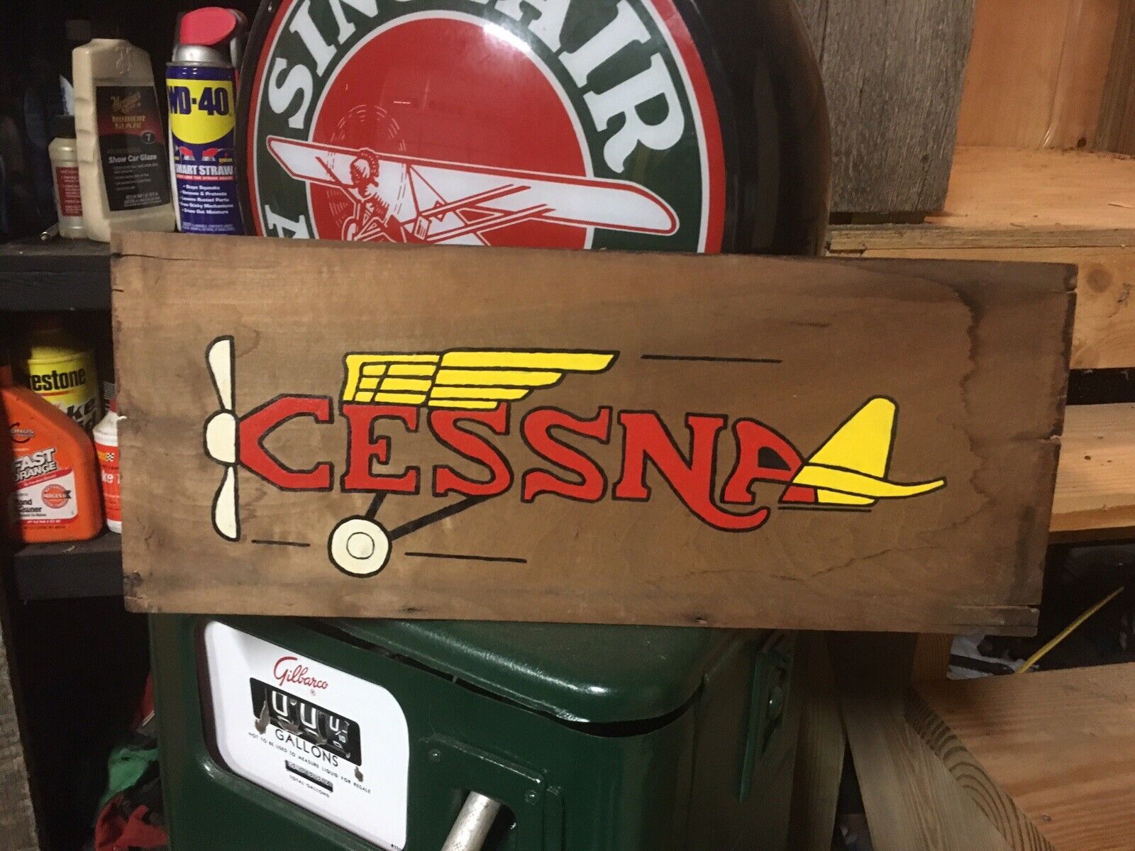 Cessna AIRPLANE AIRCRAFT Dad Gift Pilot Mancave OLD SCHOOL SIGN ART Painted