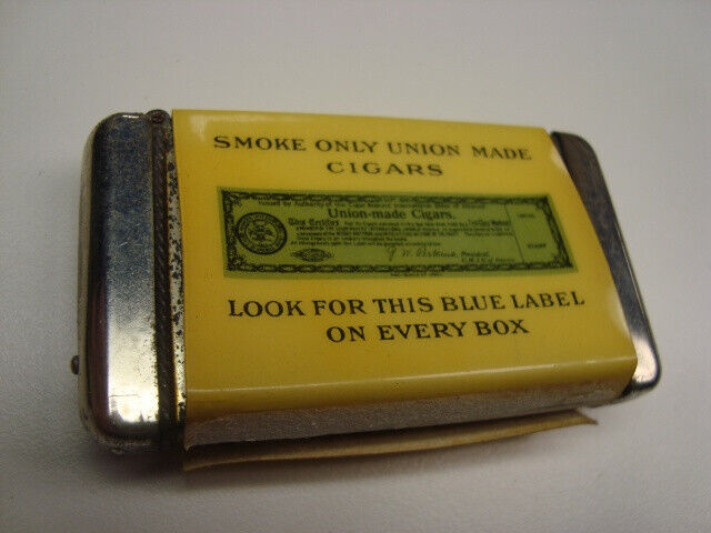 Circa 1910 Union Made Blue Label Cigars Celluloid Match Safe