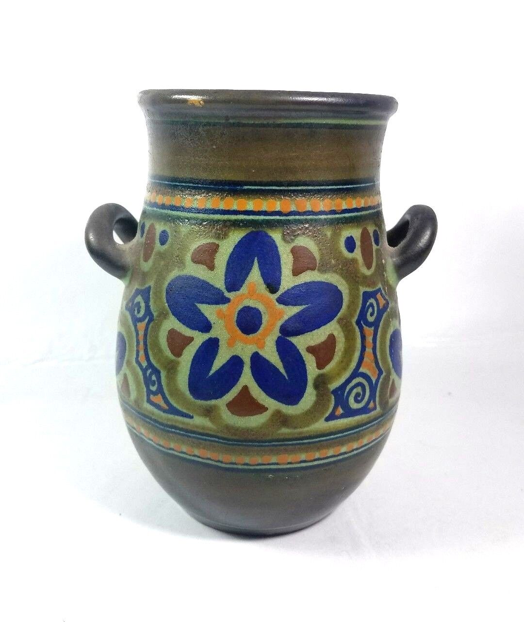 Antique Rare 1927 Rembrandt Nijmegen Heligs Double Handled Pottery Vase