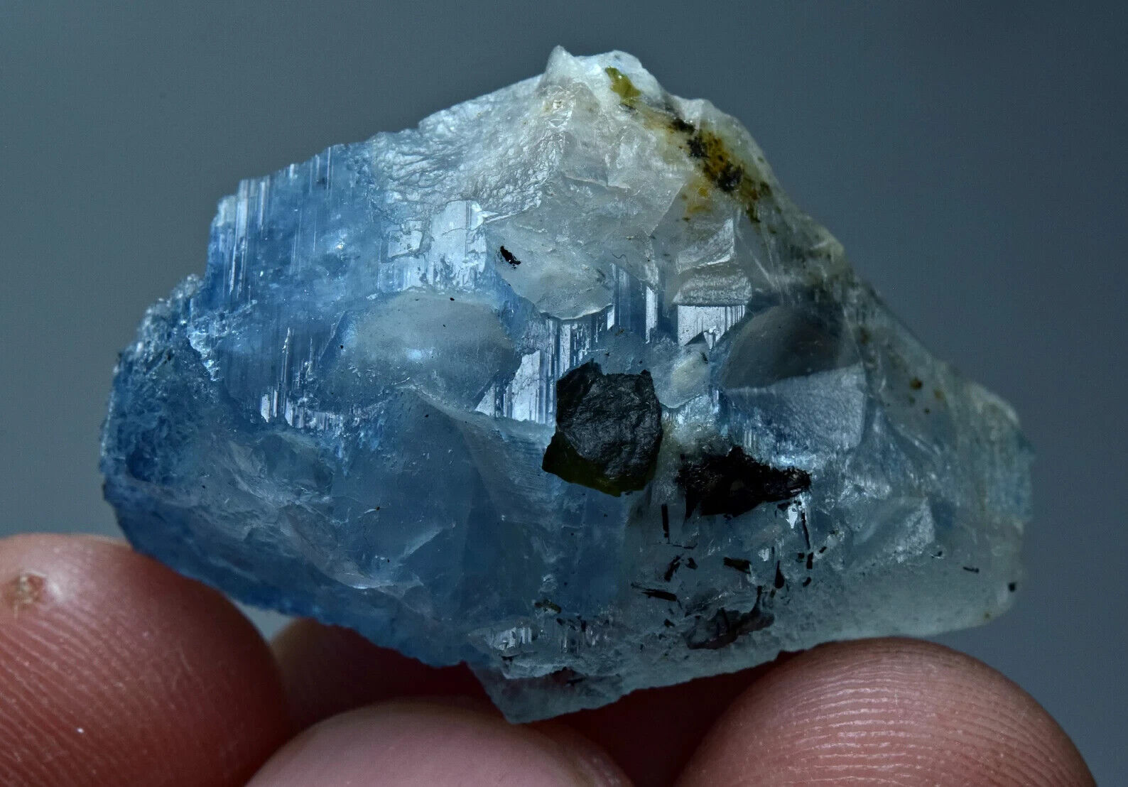 52 Crat Unique Unusual Vorobyevite Beryl Rosterite Crystal w/ Tourmaline Crystal