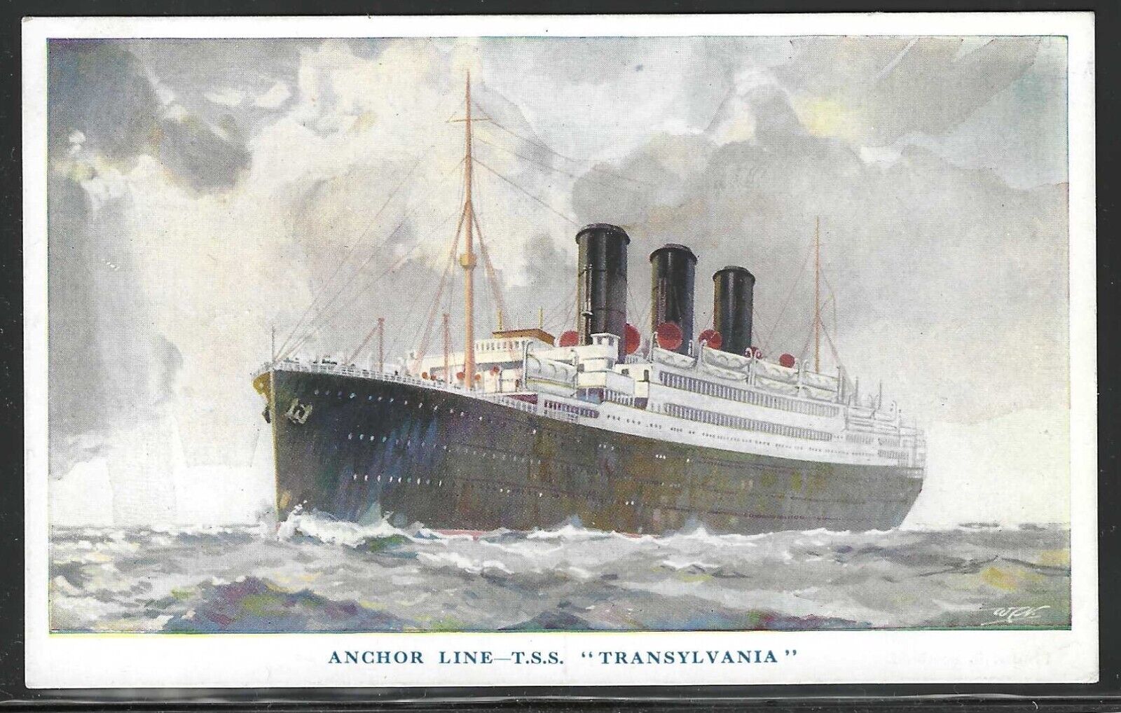 T.S.S. Transylvania, Anchor Line, British Ocean Liner, Early Postcard, Unused