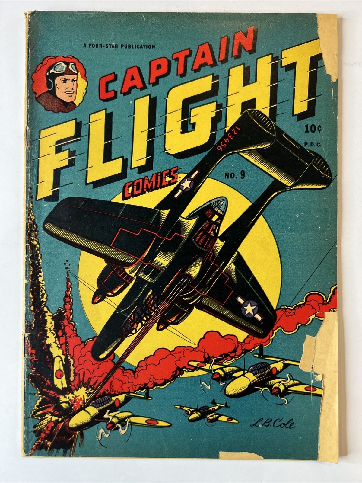 Captain Flight Comics #9 (1945) Four Star Classic L.B. Cole cover