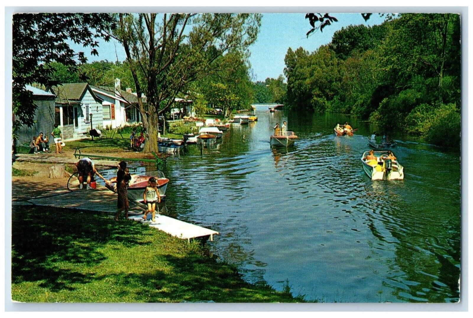 c1960 Channel Wamplers Mud Lake Hayes State Park Irish Hills Michigan Postcard