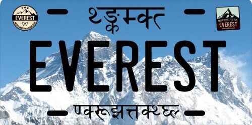 Mt. Mount Everest Mountain Climber Kathmandu, Nepal Fantasy License plate