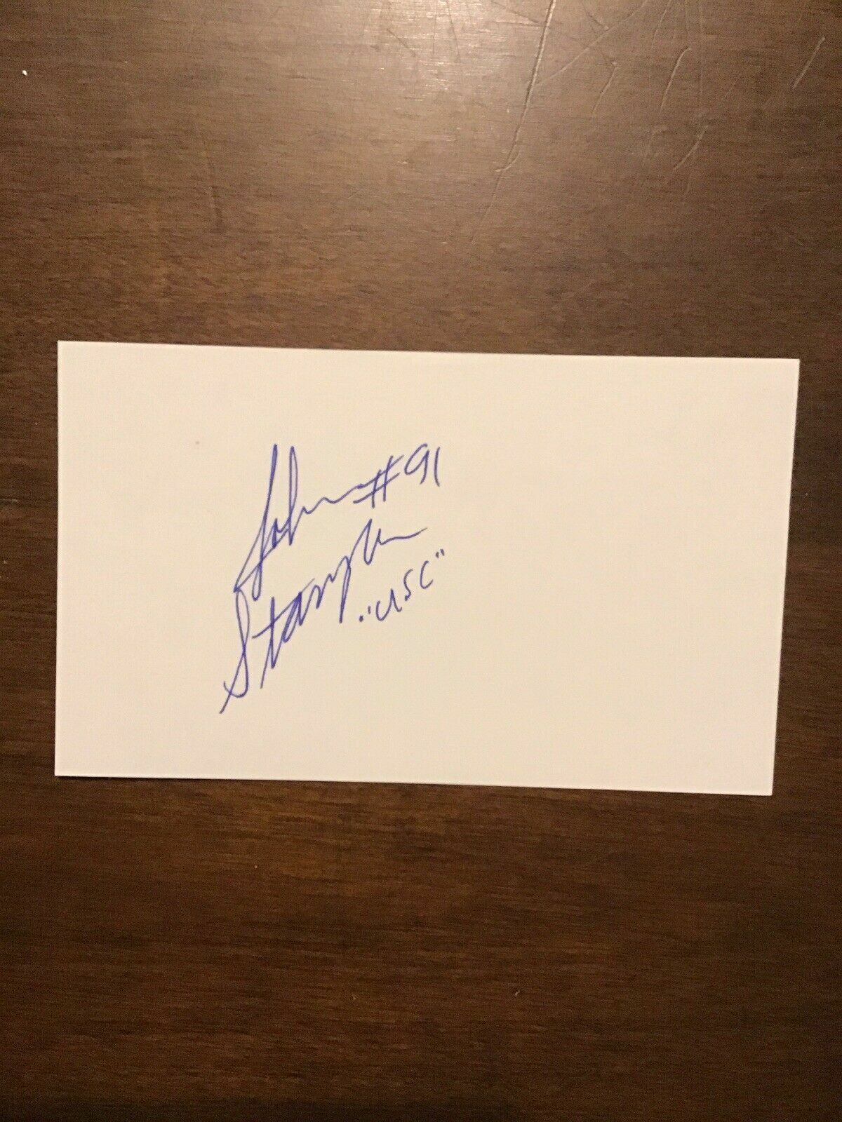 JOHN STAMPER - USC FOOTBALL - AUTHENTIC AUTOGRAPH SIGNED - A9630