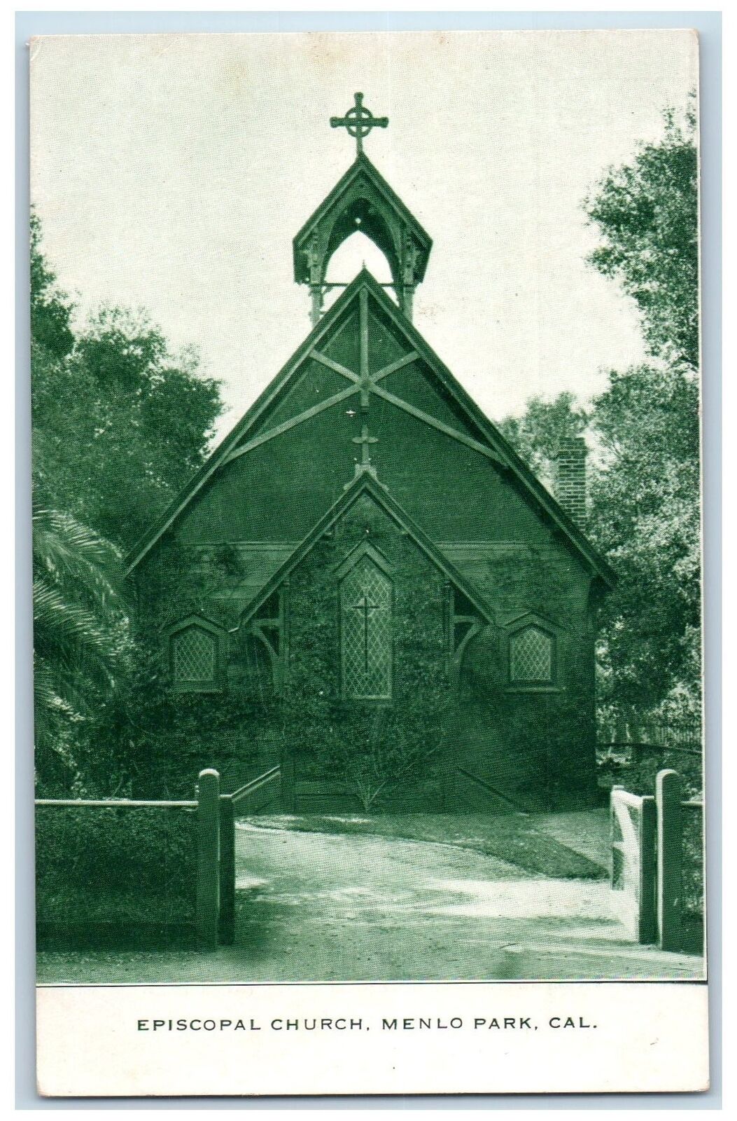 c1960s Episcopal Church Exterior Scene Roadside Menlo Park CA Unposted Postcard
