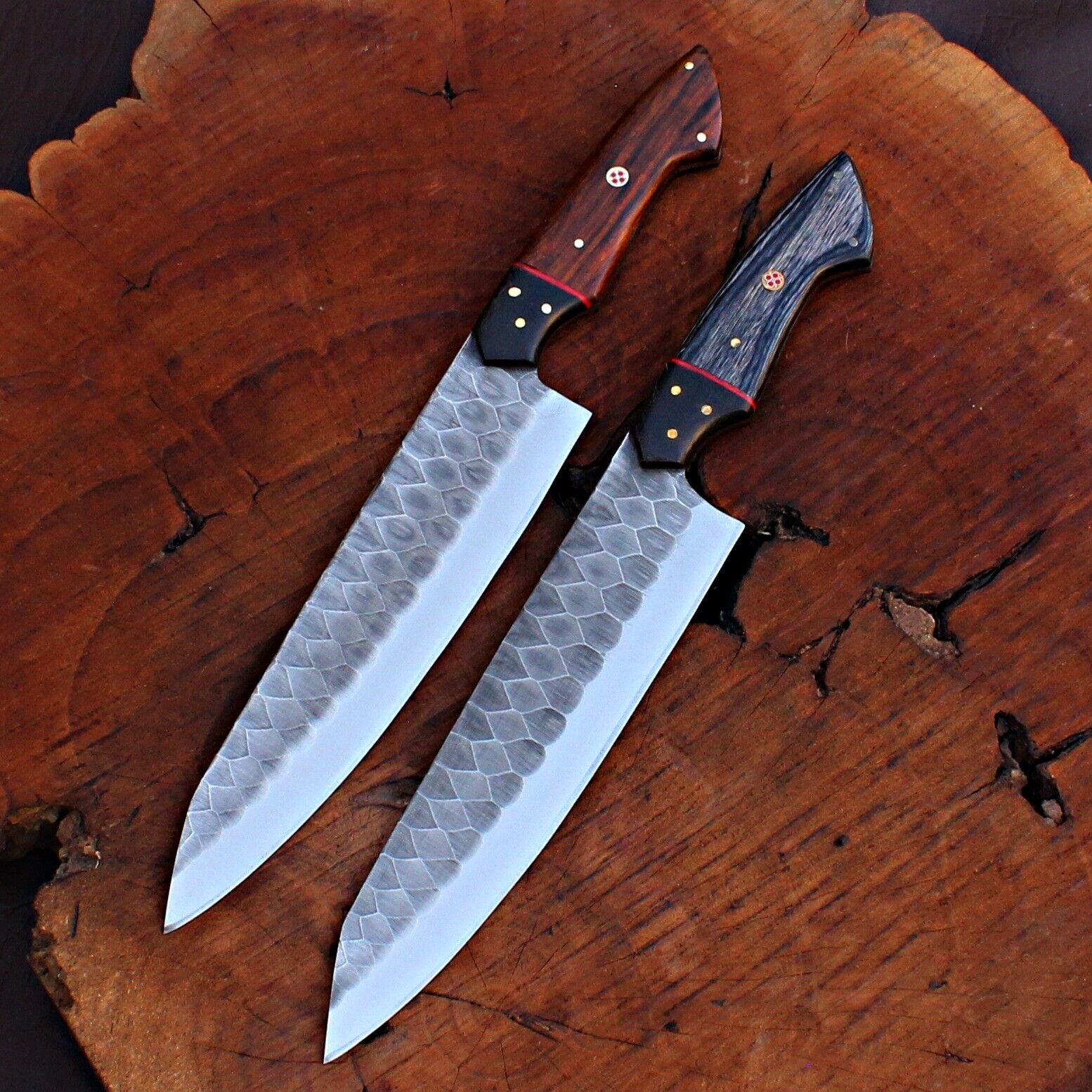 Set Of 2 CUSTOM HANDMADE STEEL Kitchen  Chef KNIFE With Sheath