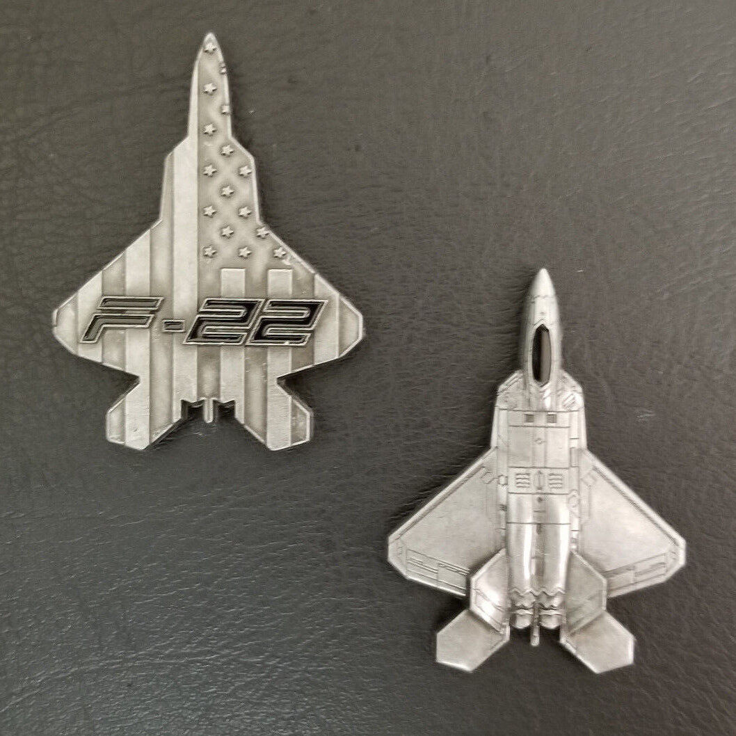 F-22 Raptor Military Aircraft Shaped Challenge Coin