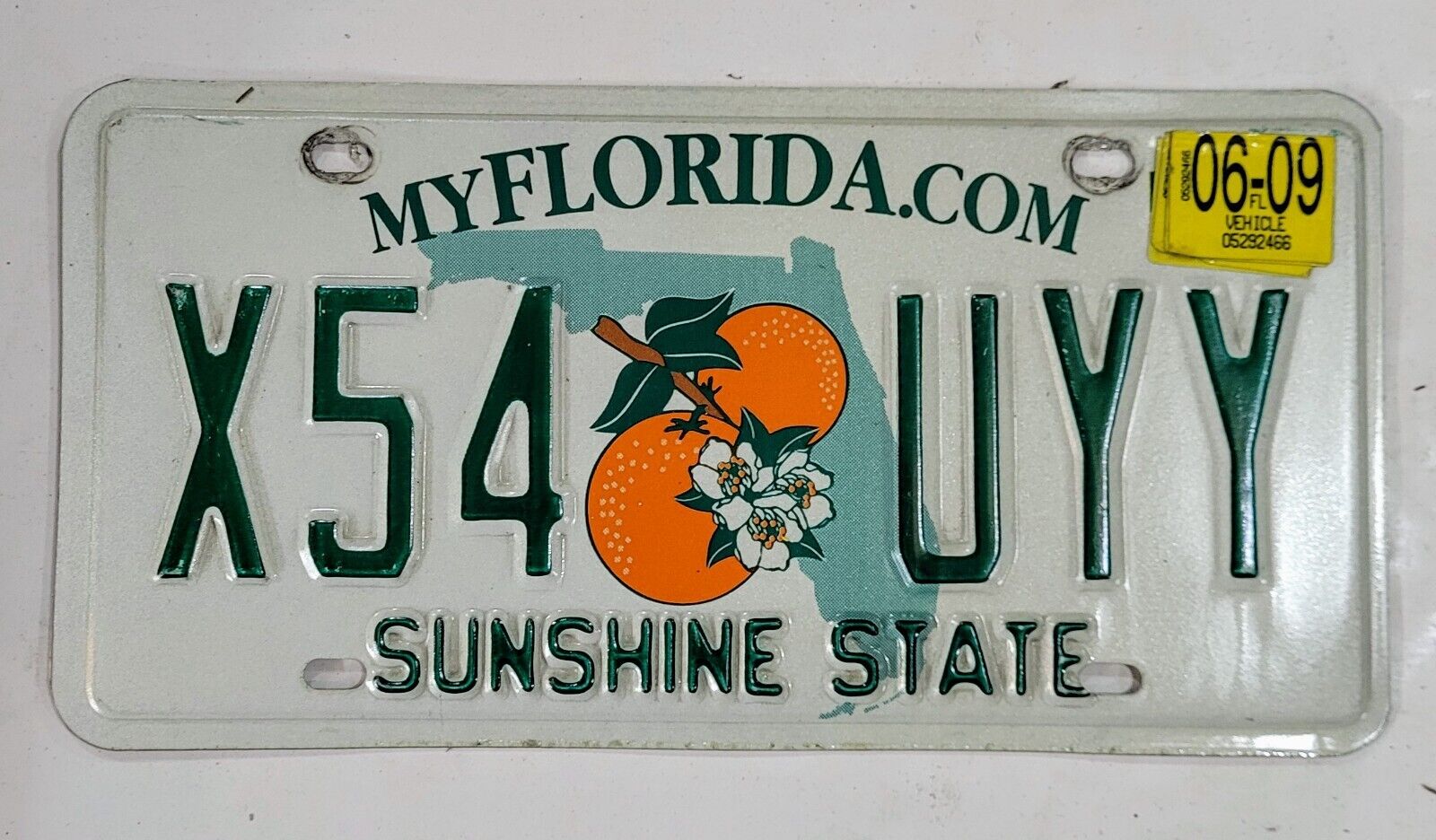 2009 FLORIDA Sunshine State License Plate ~ X54 UYY ~🔥FREE SHIPPING🔥