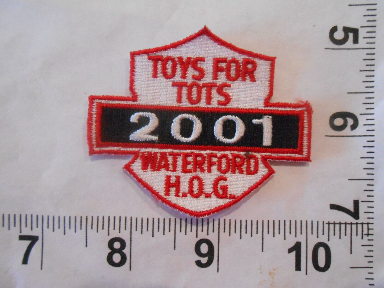 Waterford H.O.G. 2001 Toys for Tots embroidered patch      
