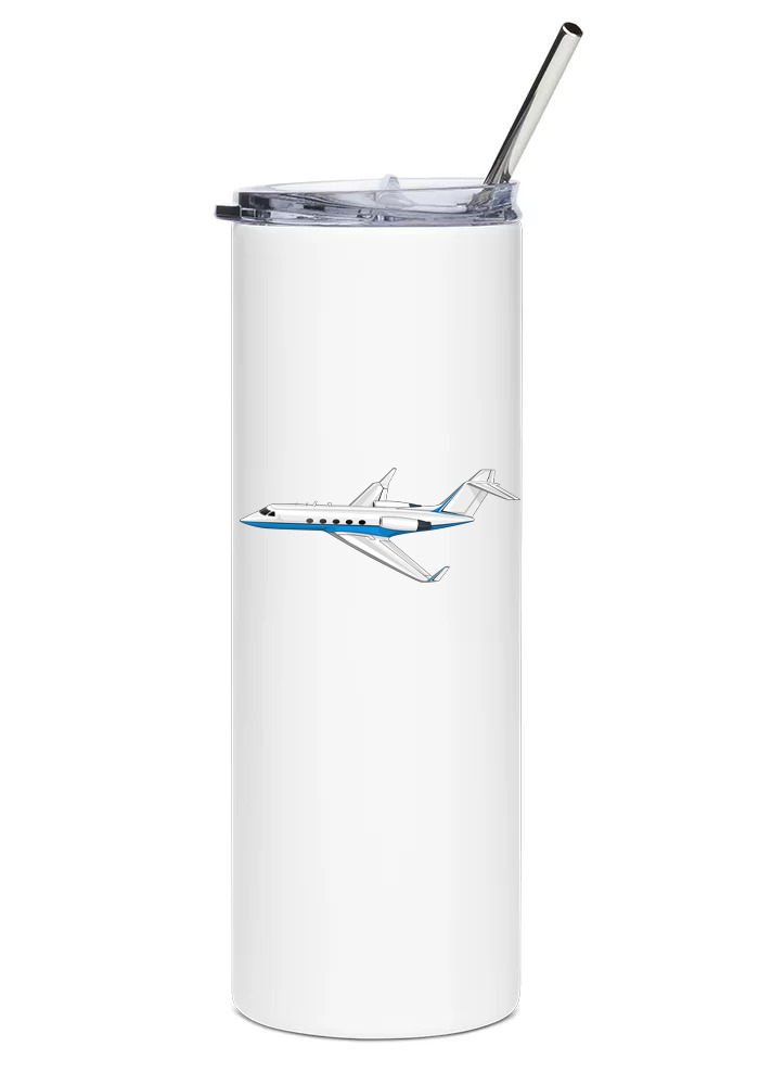 Gulfstream III Stainless Steel Water Tumbler with straw - 20oz.