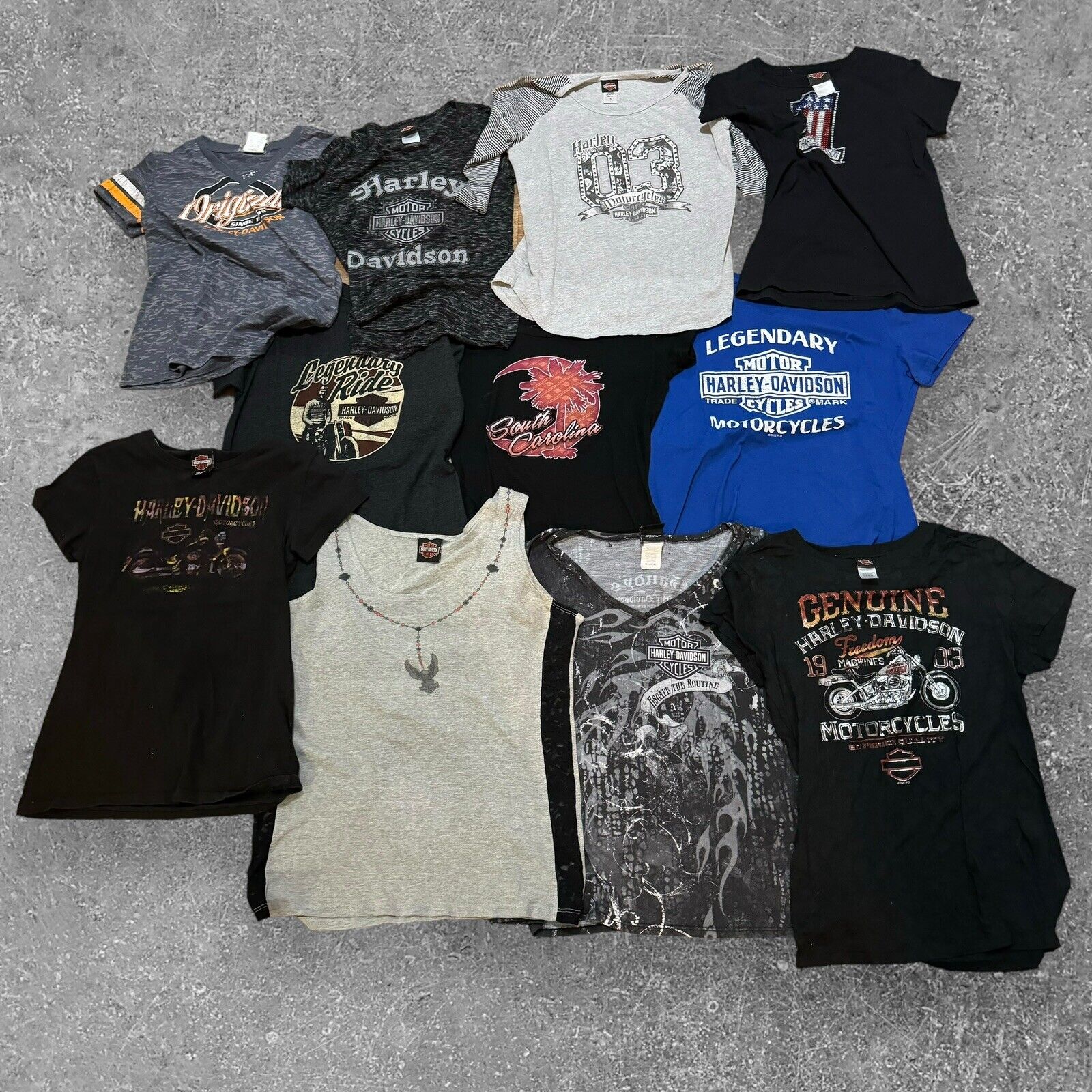 Harley Davidson Womens L & Xl T Shirt Tank Top Lot Of (13) Motorcycle Shirts