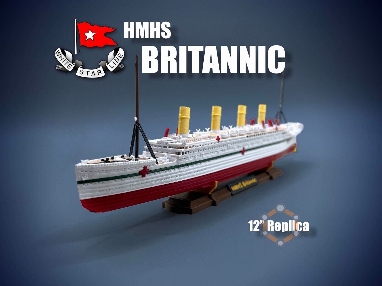 12” HMHS Britannic Replica Very Detailed, High Quality Model Ship