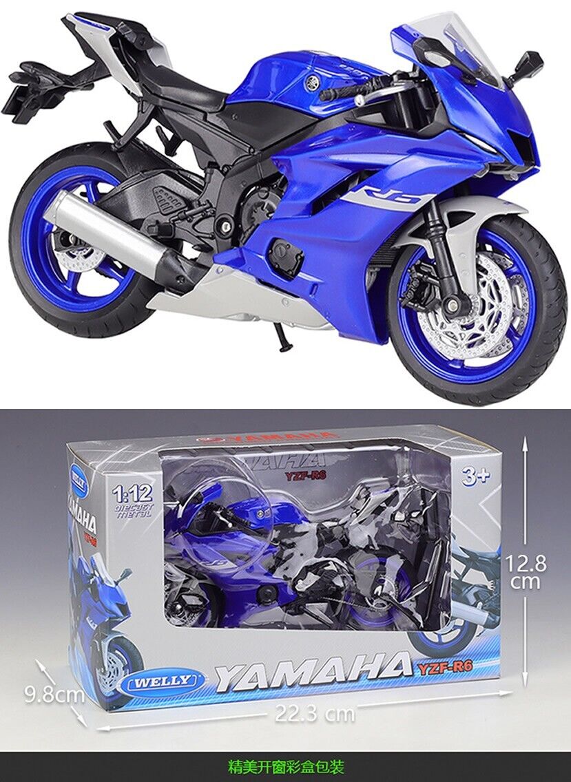 WELLY 1:12 2020 YAMAHA YZF-R6 Blue MOTORCYCLE Bike Collection Model Toy Gift NIB