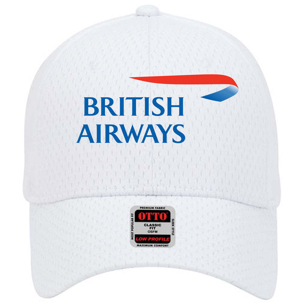 British Airways Logo Adjustable White Blue Red Mesh Golf Baseball Cap Hat New