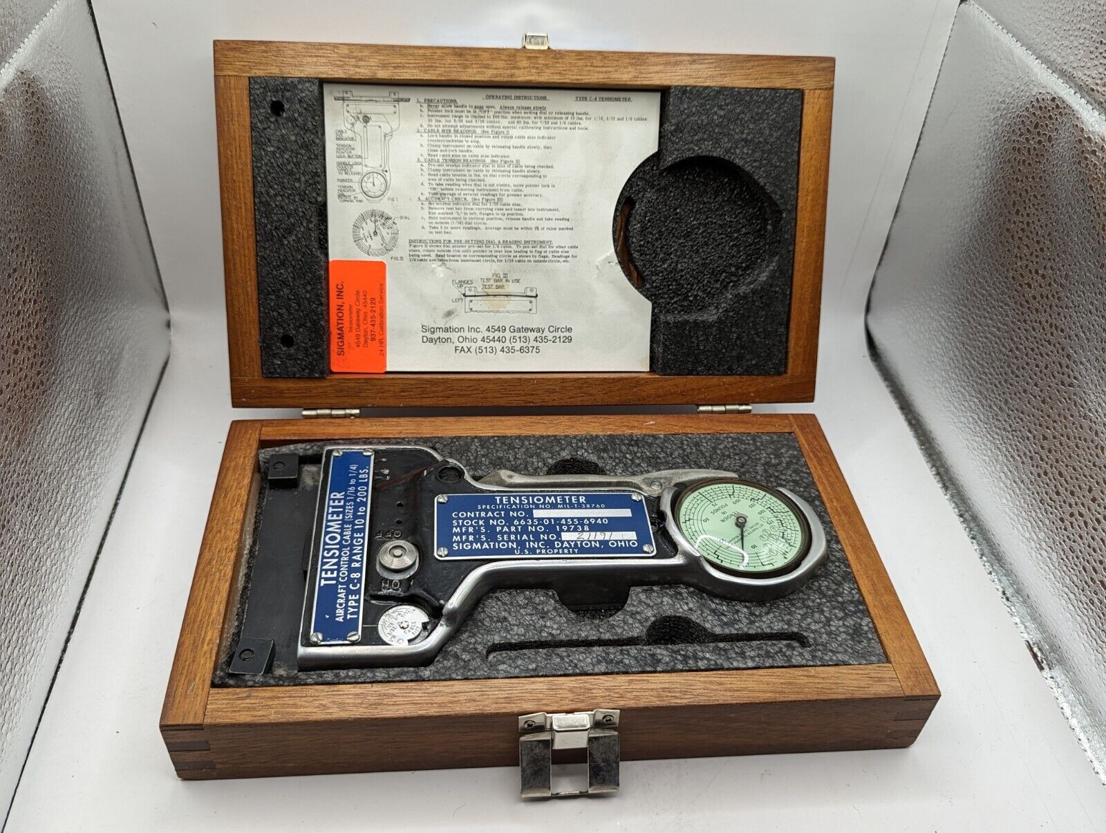 Vintage Aircraft Control Tensiometer In Case