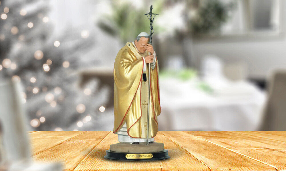 Pope John Paul II Wearing Gold Robe Statue 12