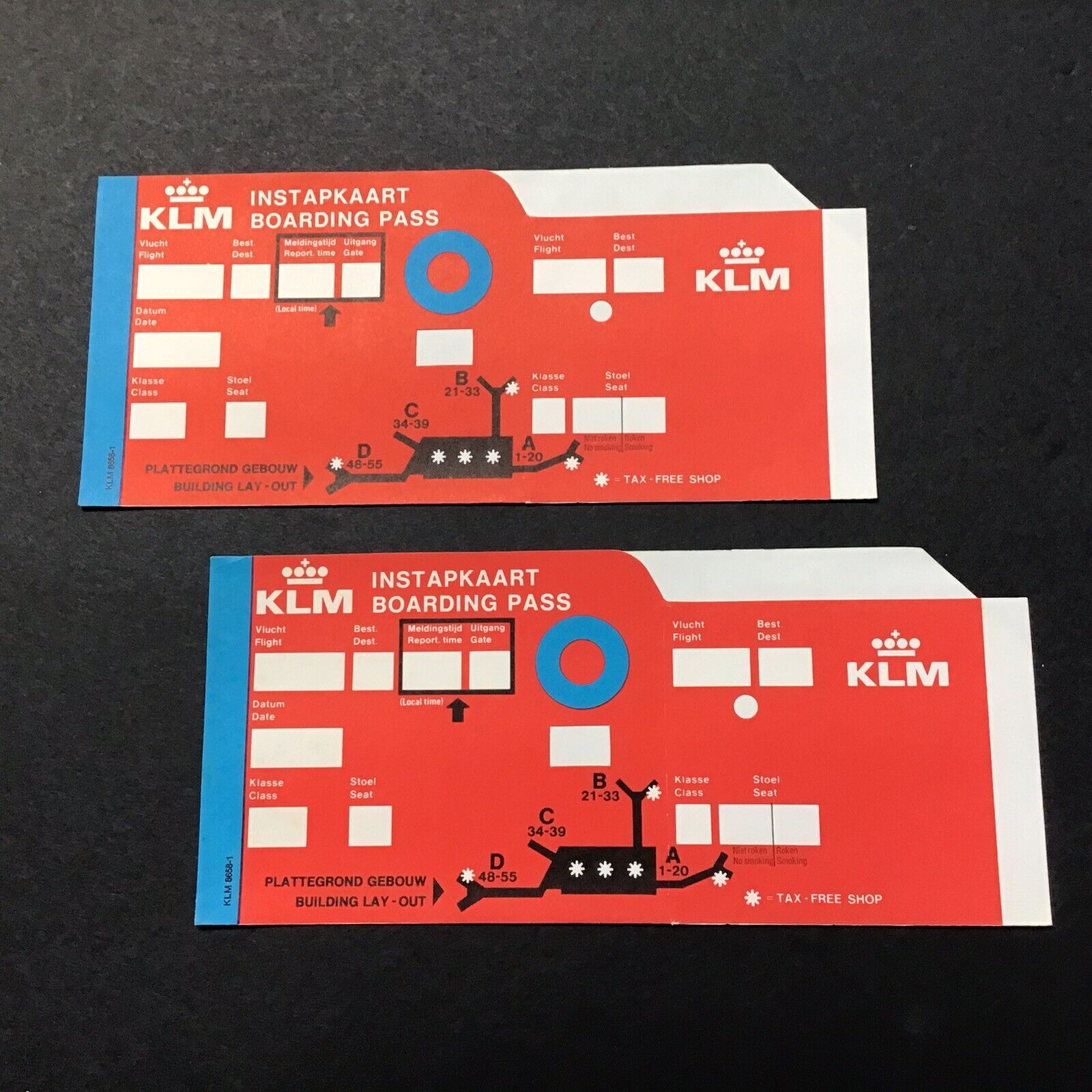KLM Airlines Instapkaart Boarding Pass Ticket Holder Set Of Two - Vintage KLM