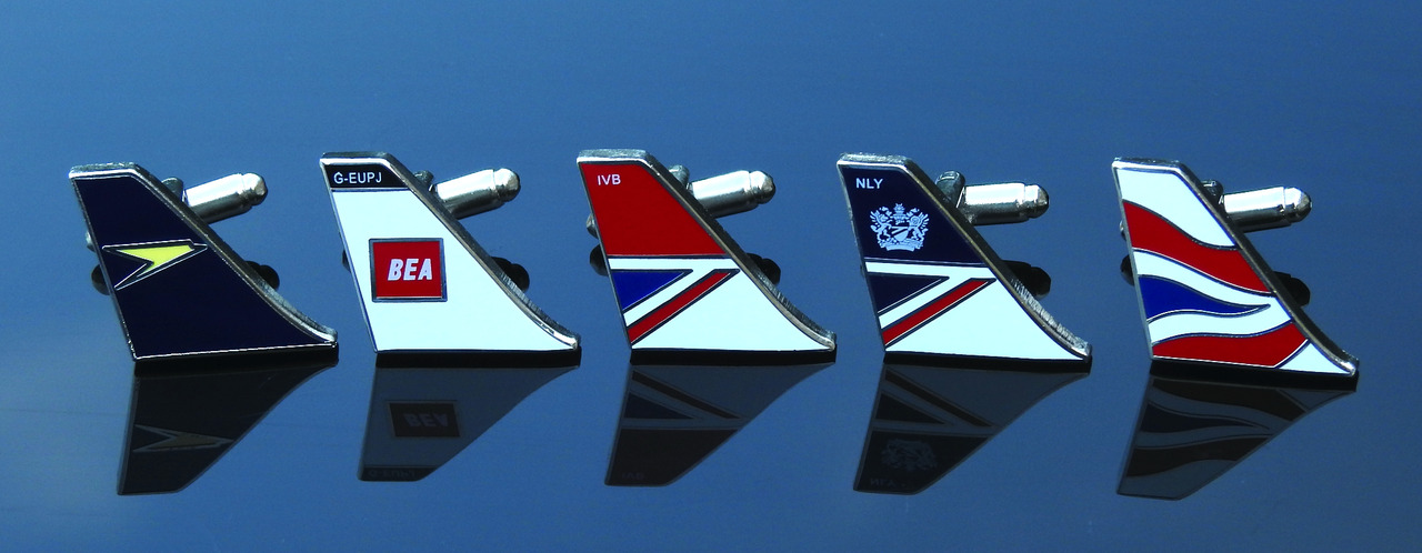 5 British Airways lapel pins of the 100th anniversary schemes.