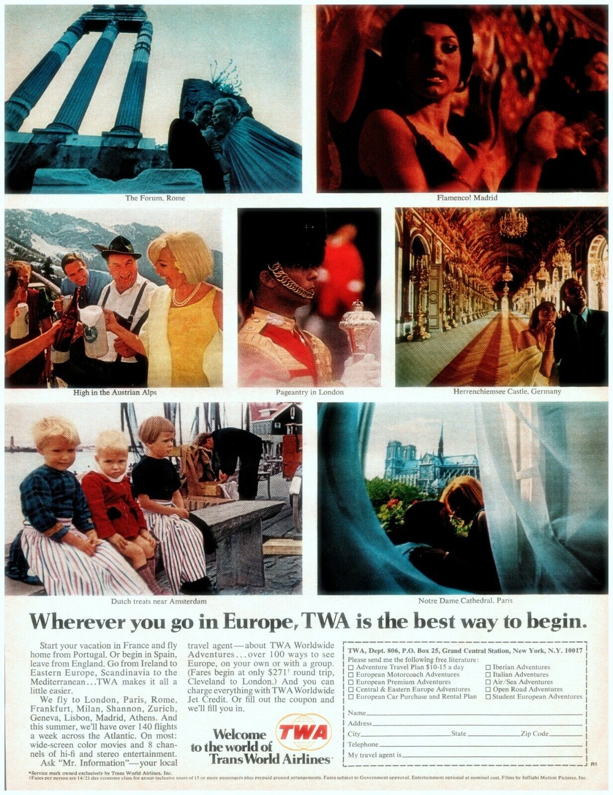 1967 TWA Vintage Print Ad Make Wherever You Go In Europe 
