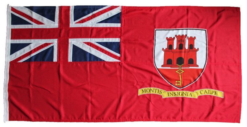 Gibraltar red ensign 1yd courtesy flag toggled premium sewn stitched woven UK