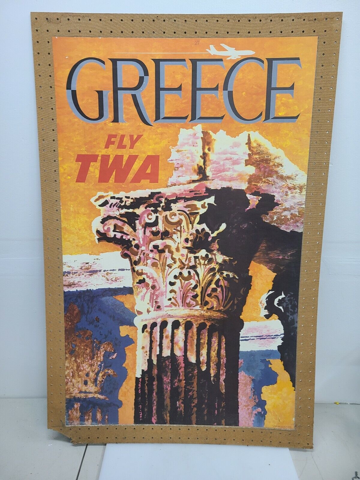 1962 TWA Greece Travel Airlines Tourism Poster David Klein Original 40X25
