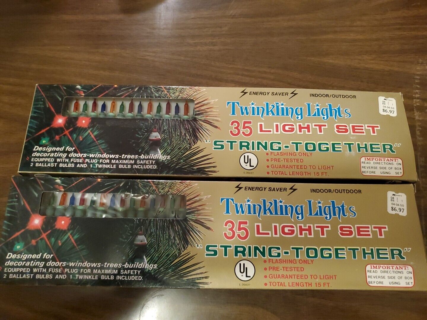 Vintage NOS Kmart Christmas Lights Twinkling Lite 2 Strings Of 35 Multi Color 