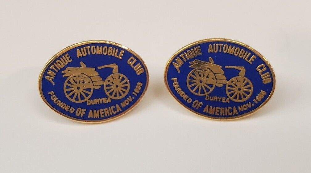 Antique Automobile Club of America Enamel Blue Oval Logo Earrings Duryea, PA