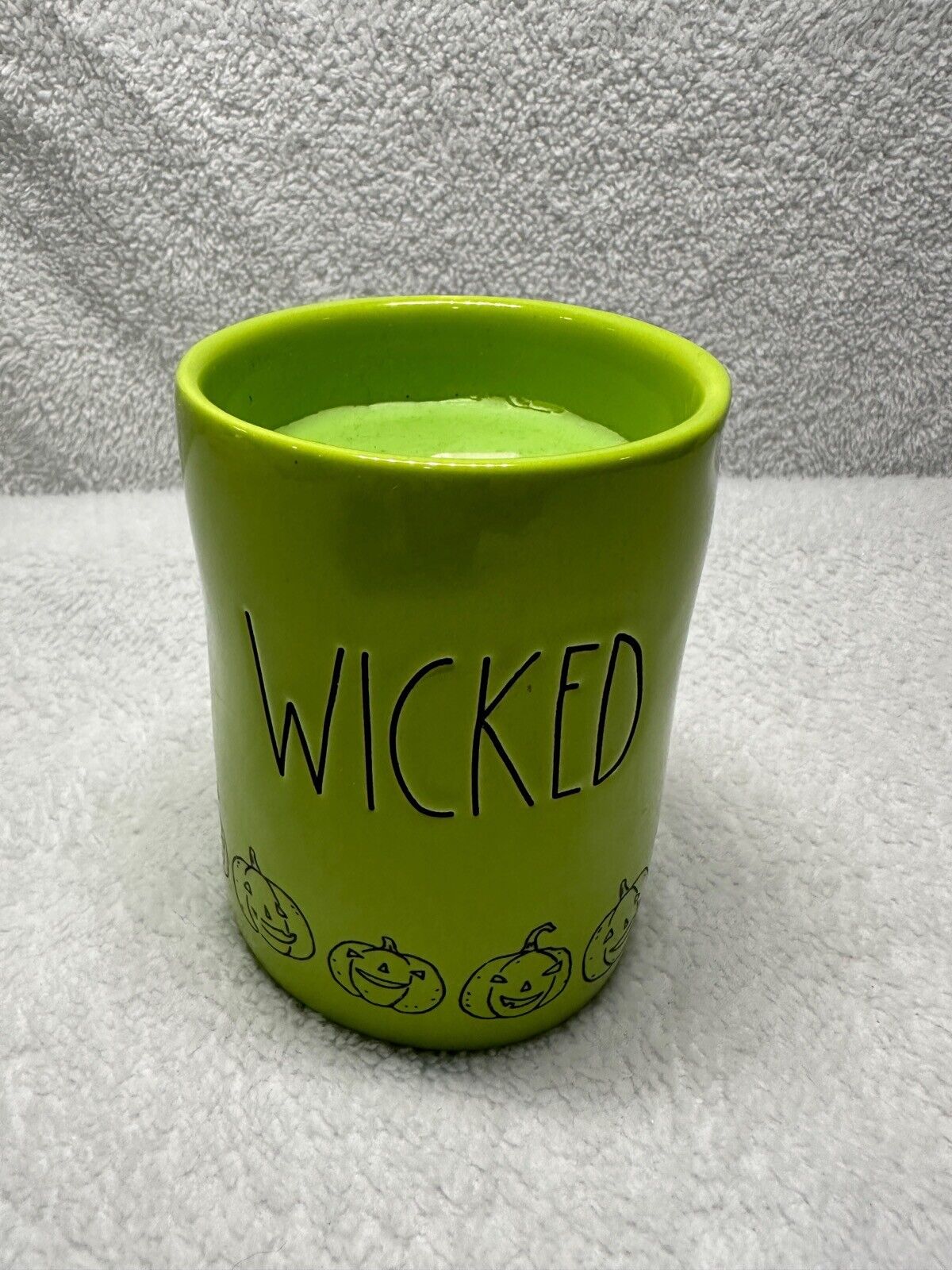 Rae Dunn Halloween Jack-O-Lantern Wicked Sublime Lime 8.7oz Scented Candle New 