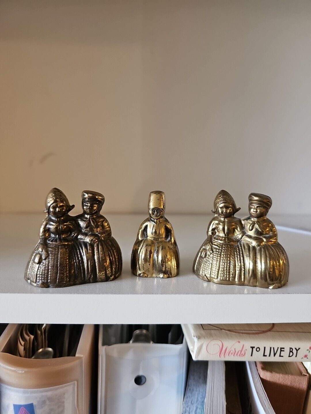 Three Vintage Tiny Brass Bells England.