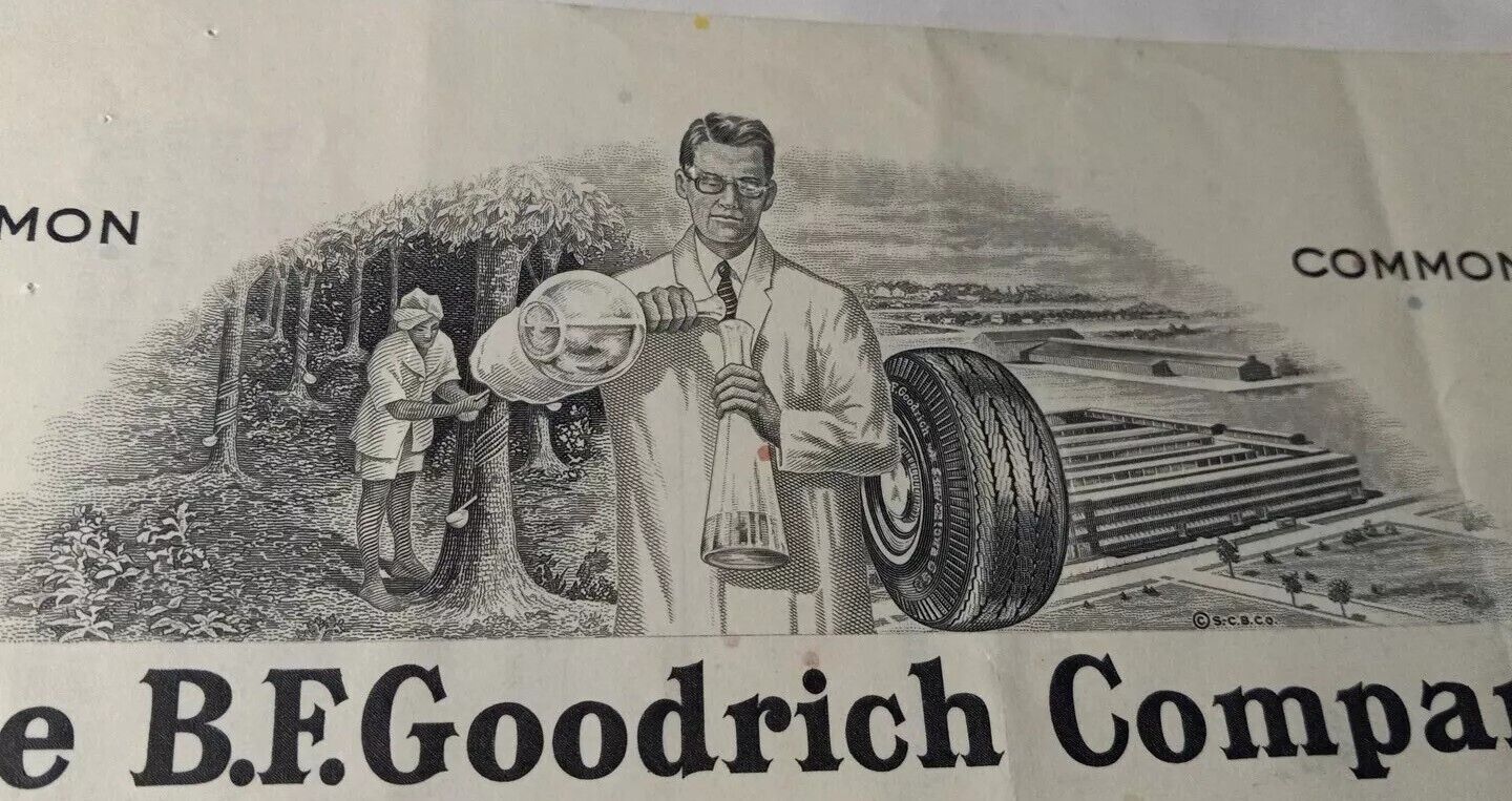 B. F. Goodrich Co. - Famous Tire and Manufacturing Stock Certificate -100 Shares