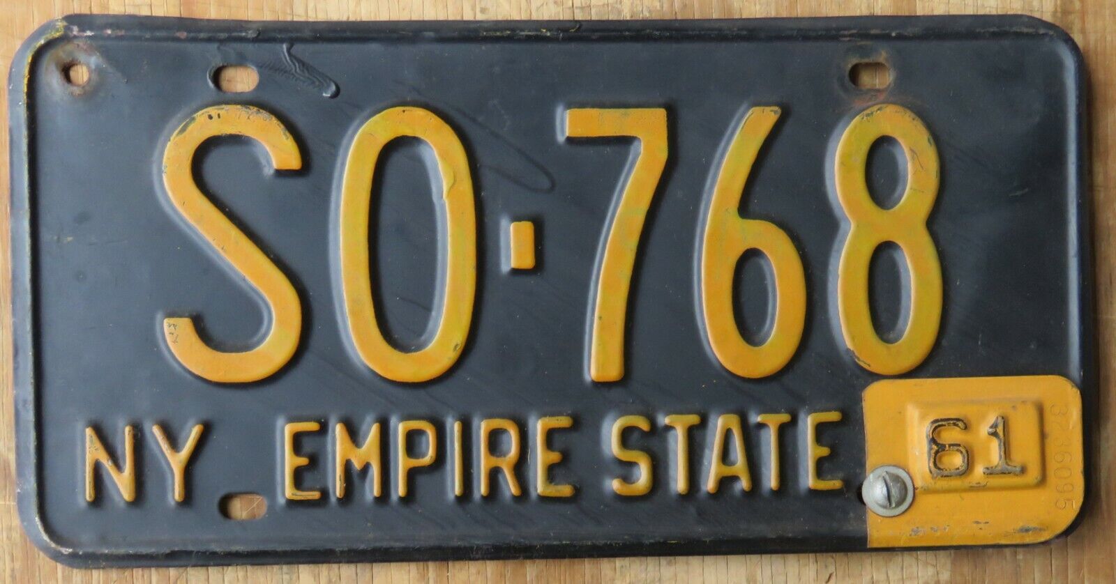 NEW YORK 1961 license plate  1961  SO-768