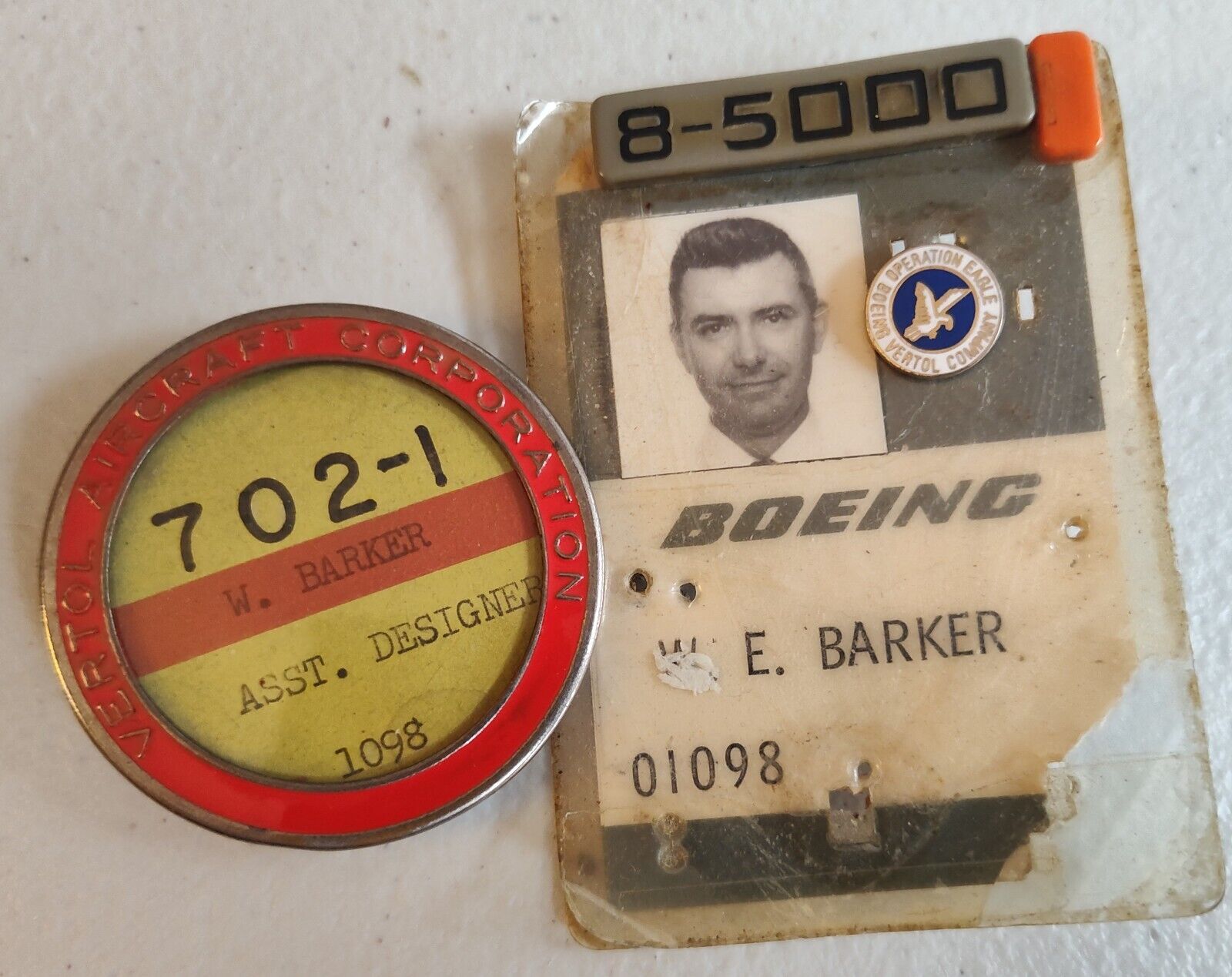 Vintage Boeing Aircraft Company - Vertol Division plant employee ID badge