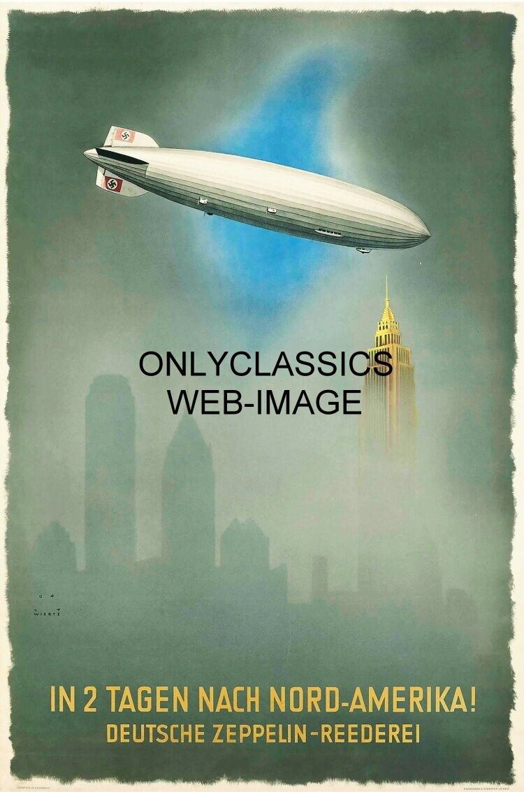 1938 GRAF ZEPPLIN 11X17 POSTER GERMANY DIRIGIBLE AVIATION AIRSHIP NEW YORK CITY