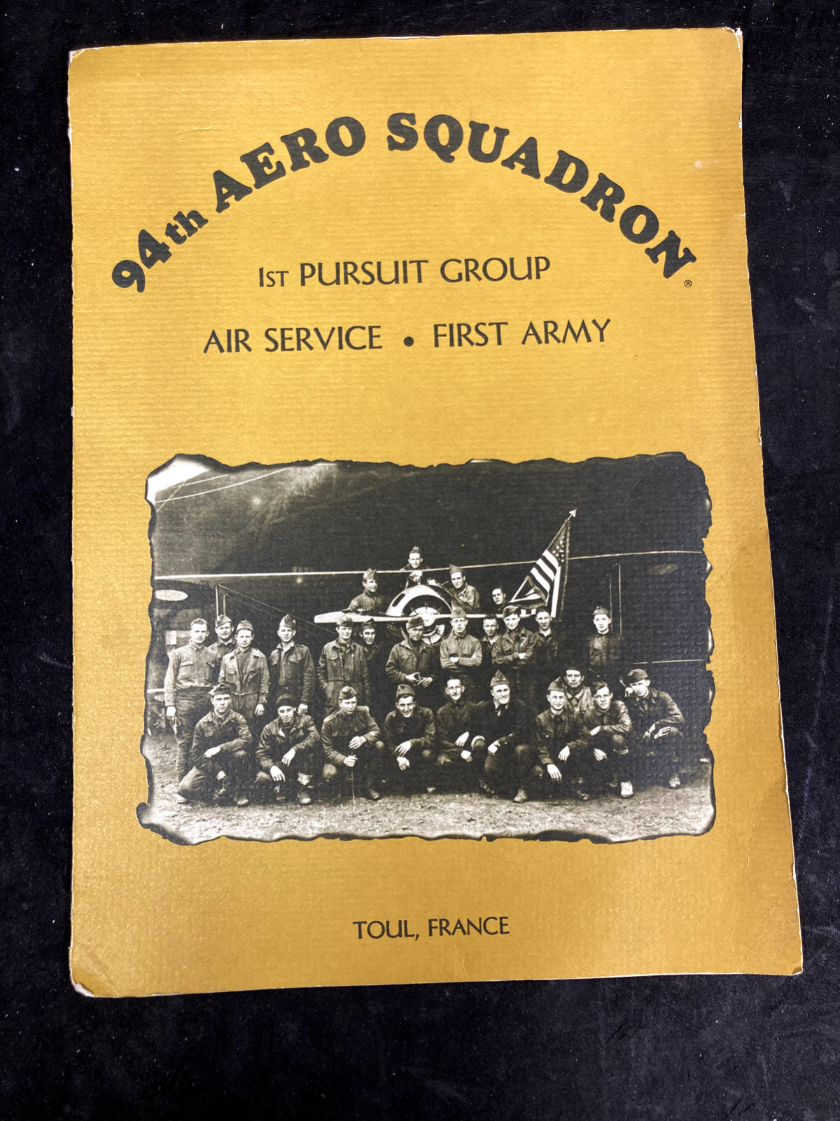 94TH AERO SQUADRON 1ST PURSUIT GROUP AIR SERVICE FIRST ARMY RESTAURANT MENU 1979