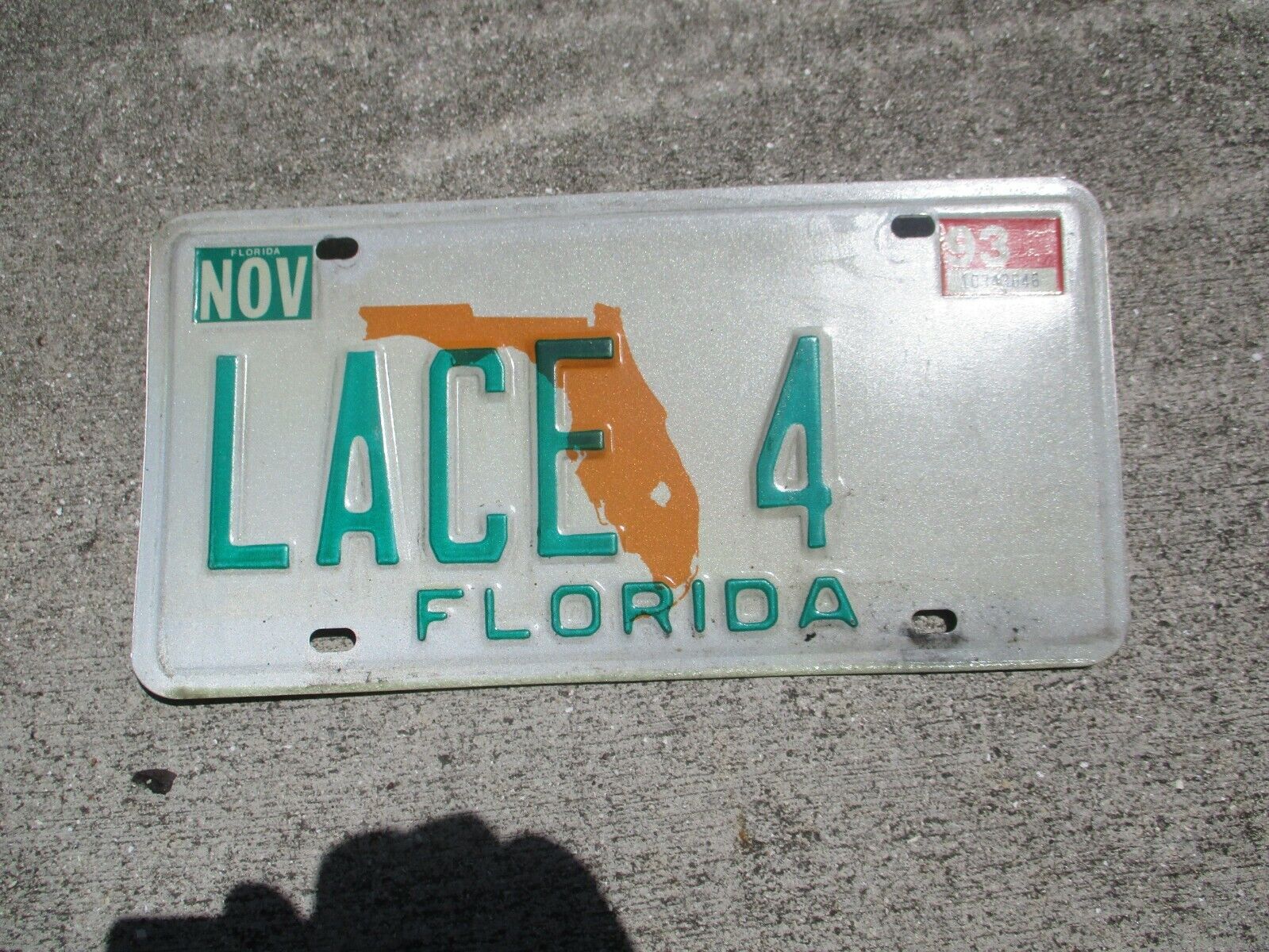 Florida 1993 vanity license plate  #   LACE  4
