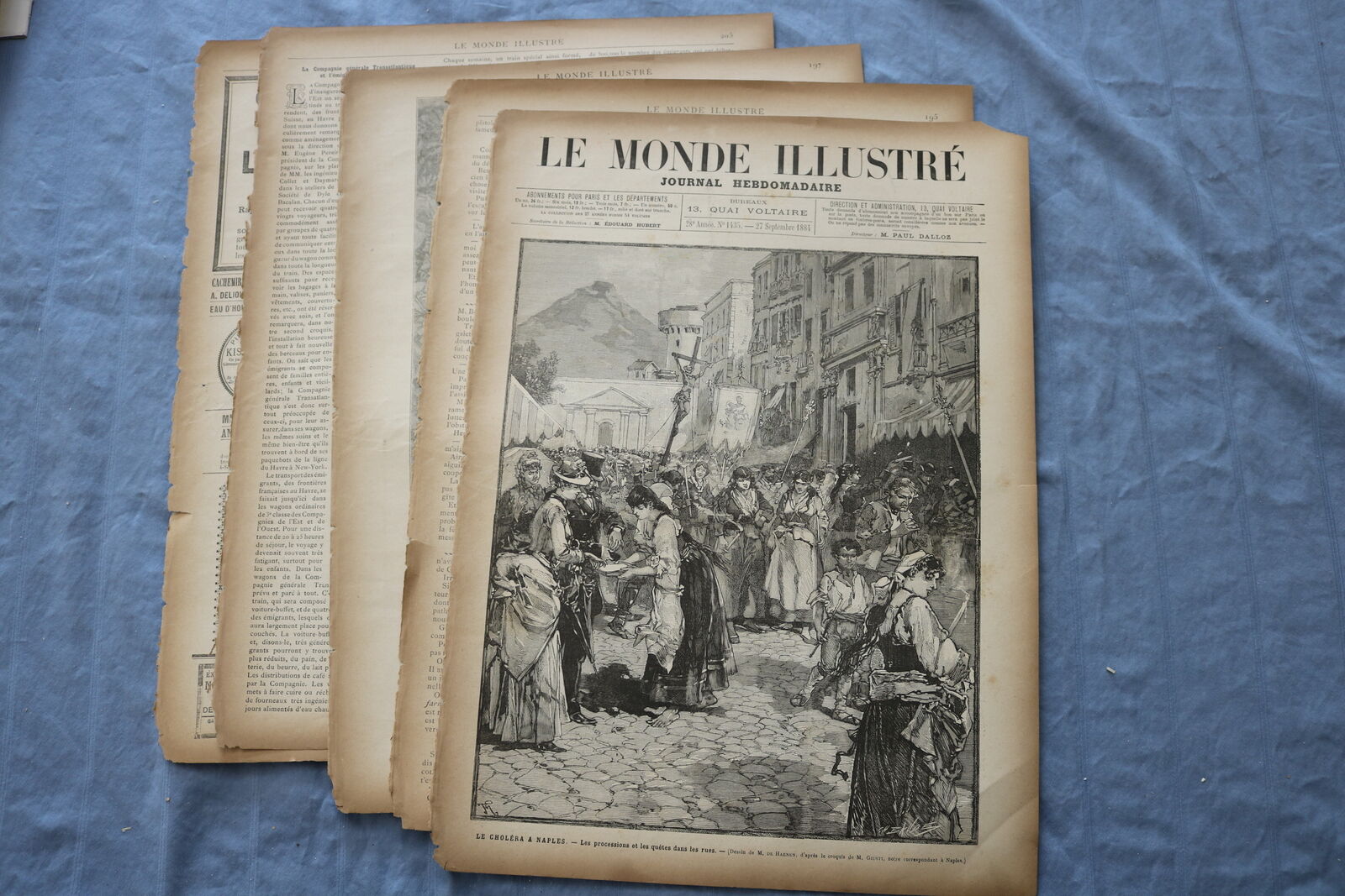 1884 SEP 27 LE MONDE ILLUSTRE MAGAZINE - LE CHOLERA A NAPLES - FRENCH - NP 8458