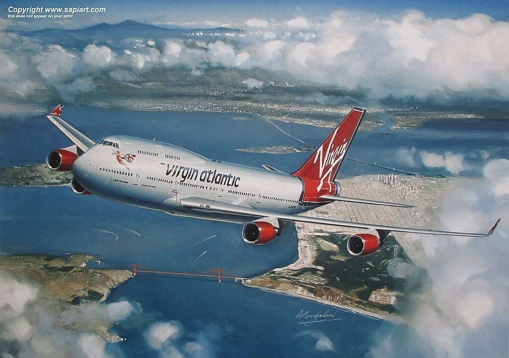 VIRGIN ATLANTIC BOEING 747-400 AIRLINER ART PRINT